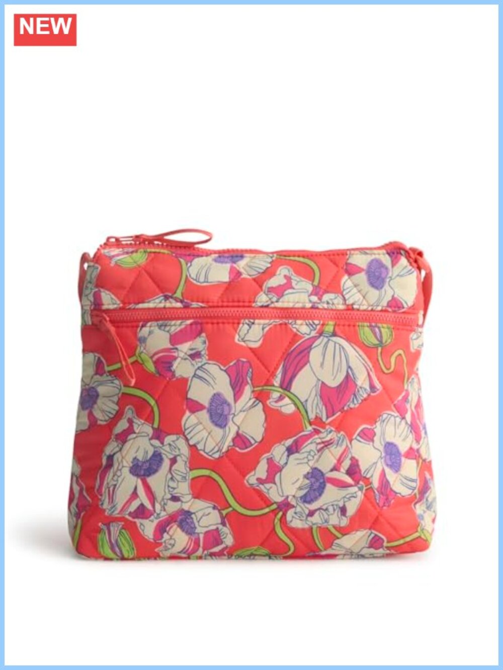 Recycled Nylon Diamond-Quilted Crossbody Bag with Adjustable Strap